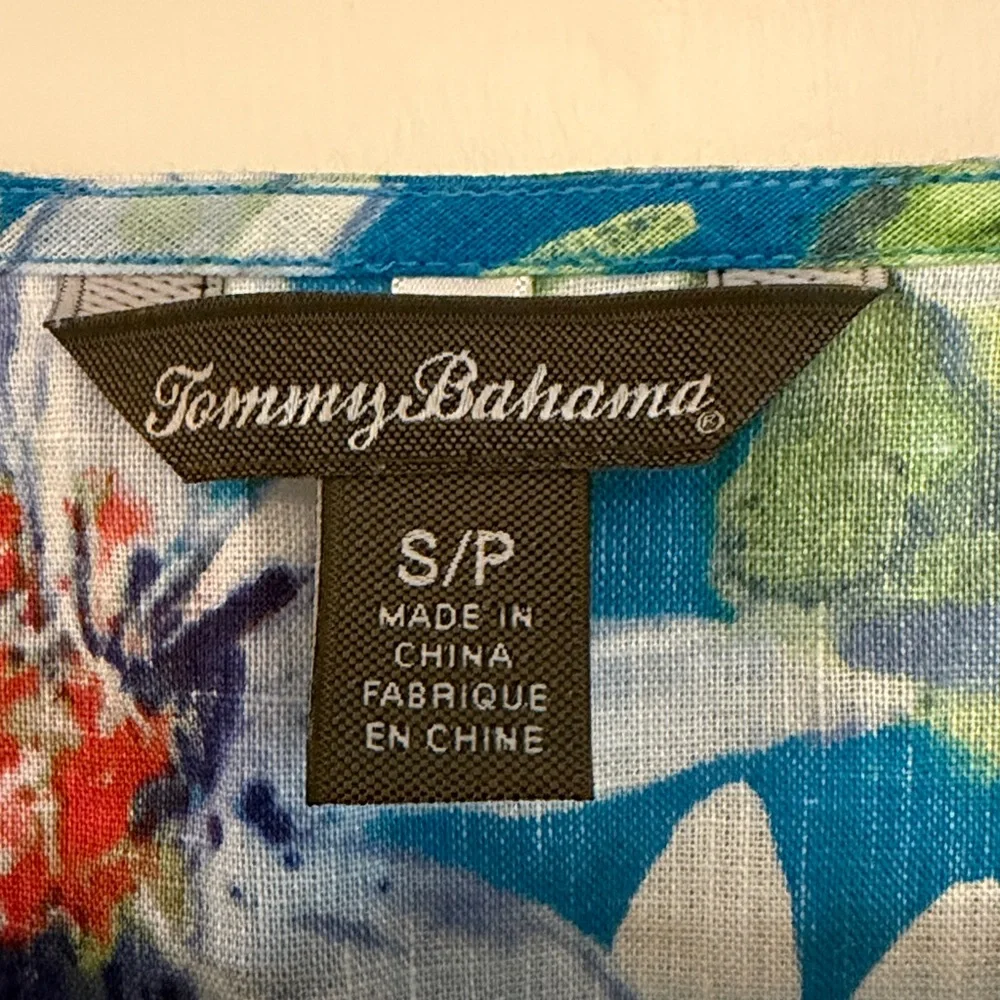 3 for‎ $25! Tommy Bahama Women’s Linen 3/4 Sleeve Floral Tunic Top, small - Picture 2 of 6